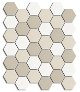 Mosaico de porcelana com design de mármore de alta qualidade em formato hexagonal de mistura de cores